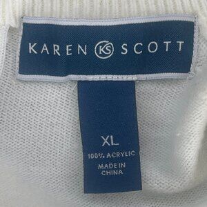 Karen Scott Women's Zip-White Mock-Neck Sweater White Size XL